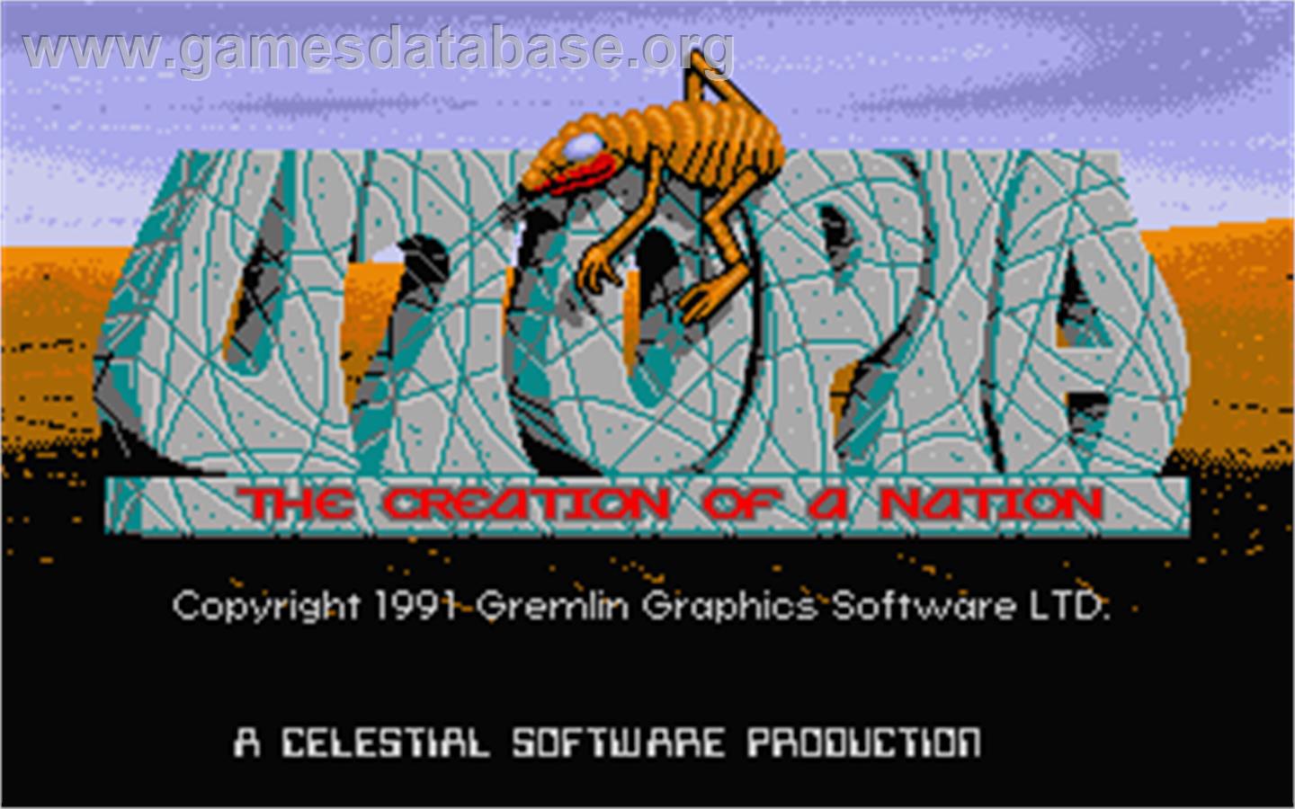 Utopia: The Creation of a Nation - Atari ST - Artwork - Title Screen