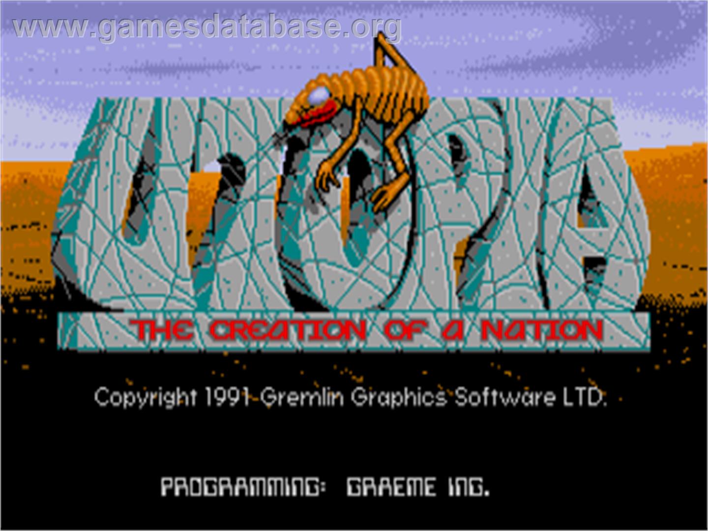 Utopia - The Creation of a Nation - Atari ST - Artwork - Title Screen