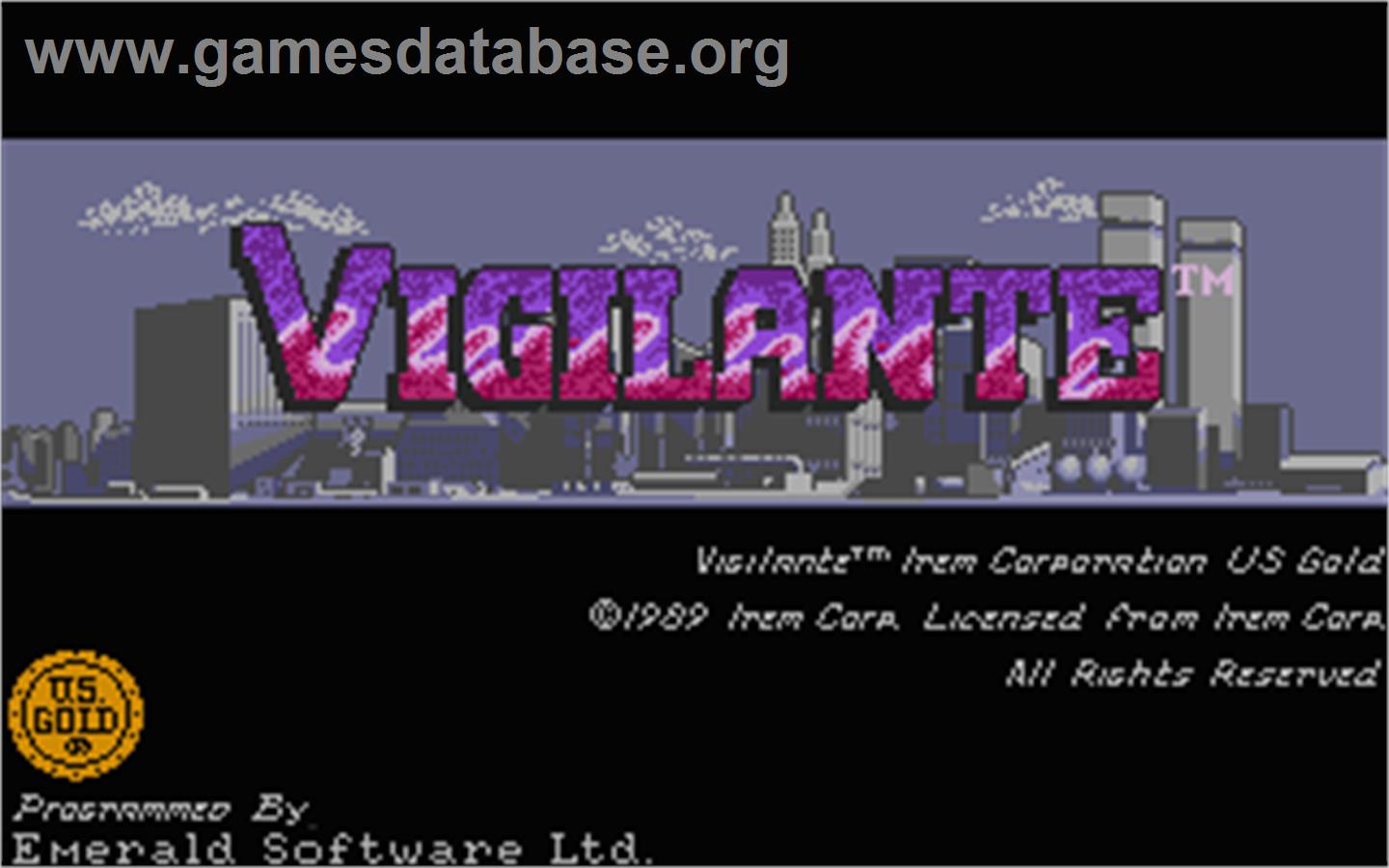 Vigilante - Atari ST - Artwork - Title Screen