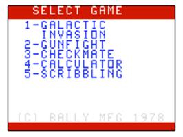 Title screen of Galactic Invasion on the Bally Astrocade.