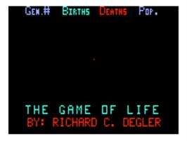Title screen of Life on the Bally Astrocade.
