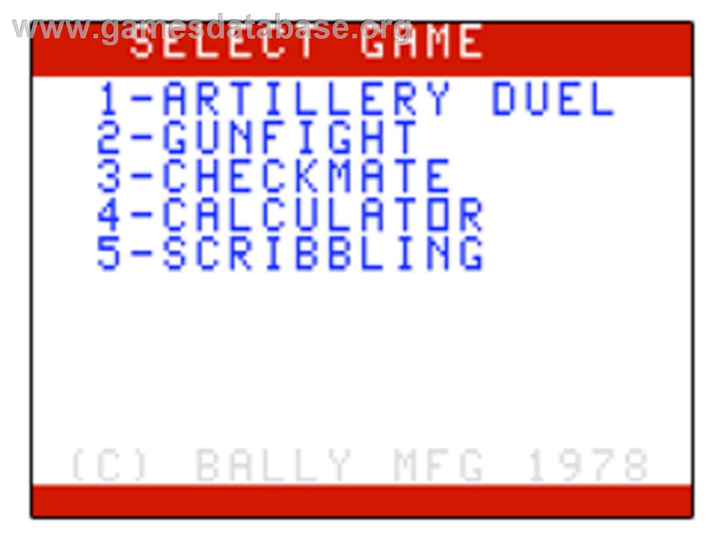 Artillery Duel - Bally Astrocade - Artwork - Title Screen