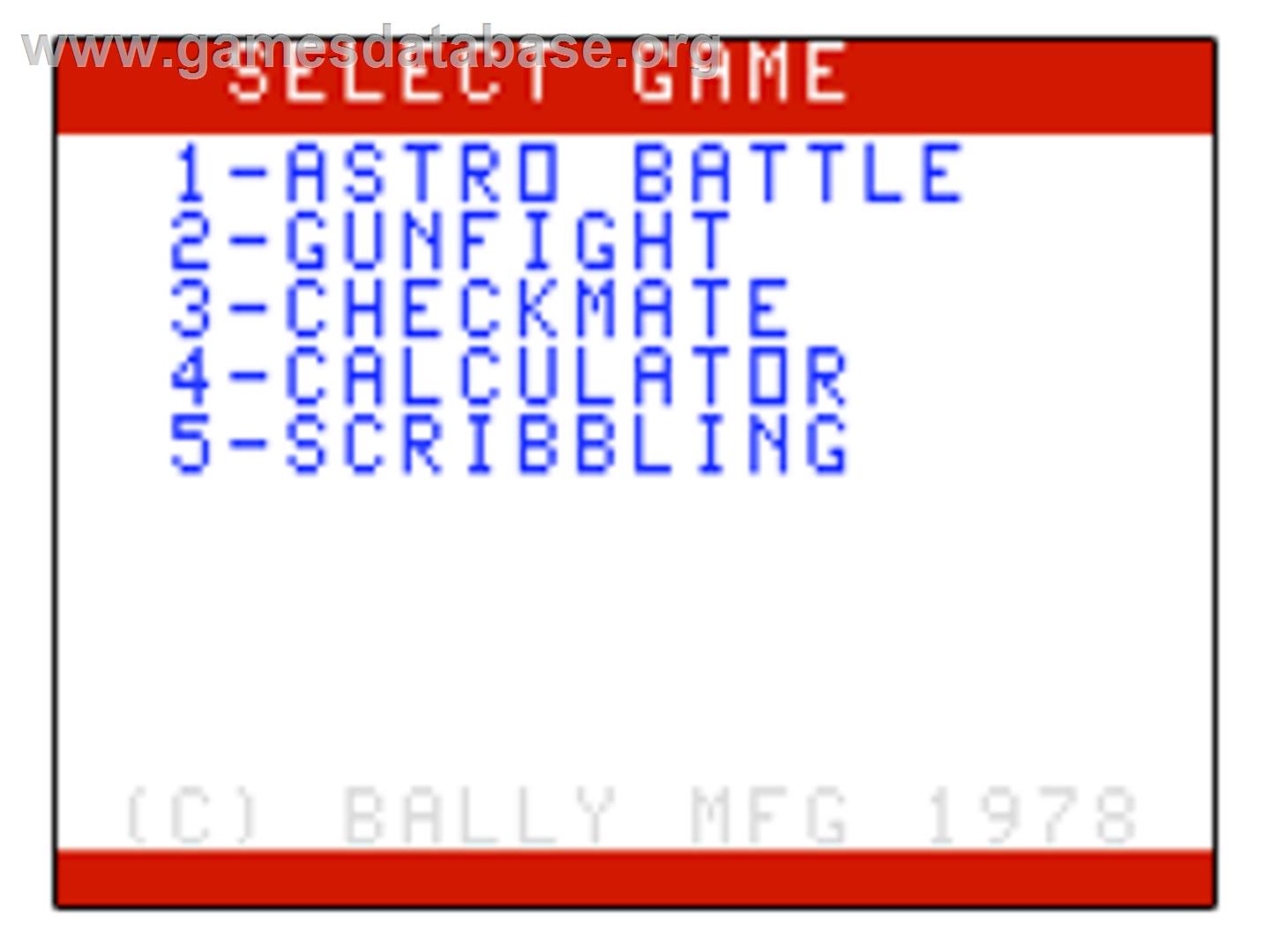 Astro Battle - Bally Astrocade - Artwork - Title Screen