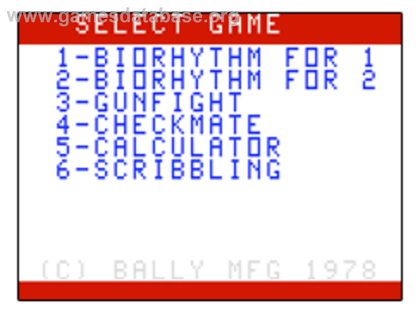 Biorhythm - Bally Astrocade - Artwork - Title Screen