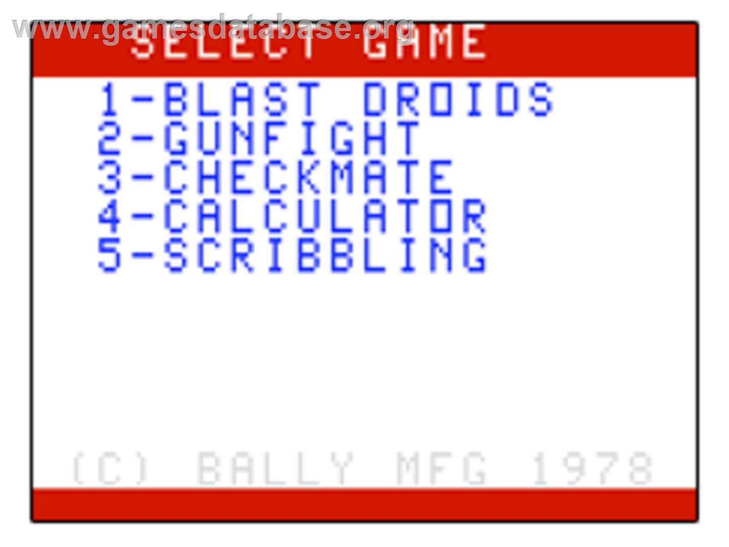 Blast Droids - Bally Astrocade - Artwork - Title Screen