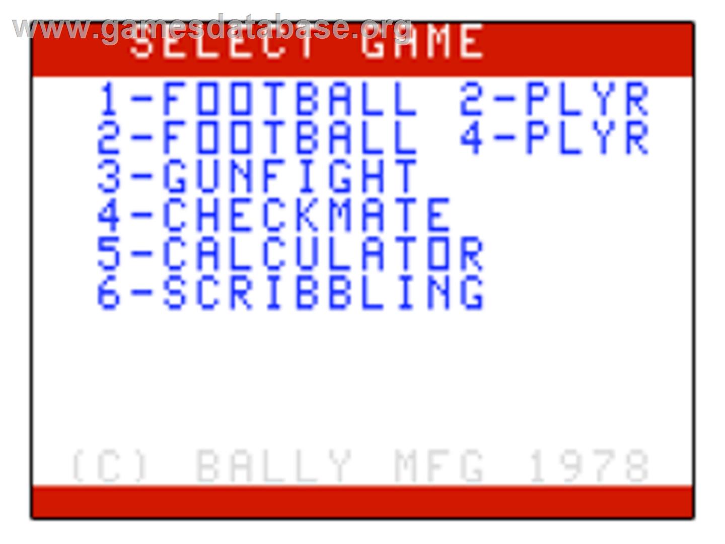 Football - Bally Astrocade - Artwork - Title Screen