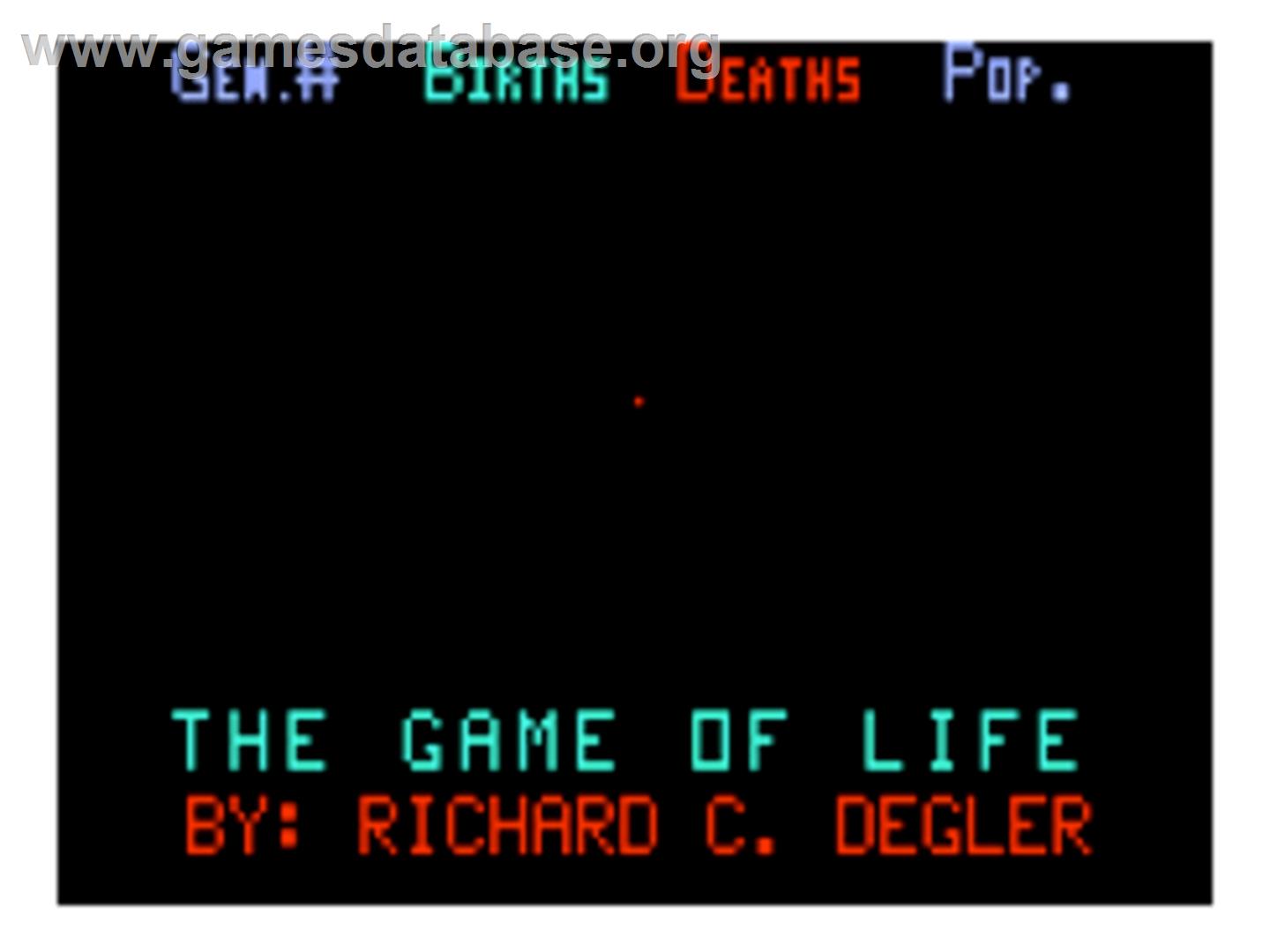 Life - Bally Astrocade - Artwork - Title Screen