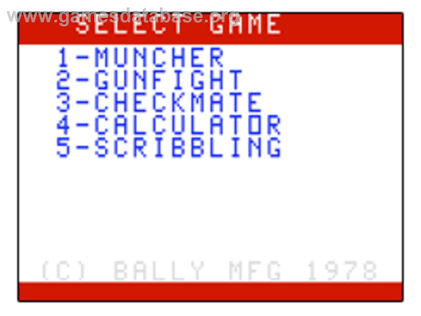 Muncher - Bally Astrocade - Artwork - Title Screen