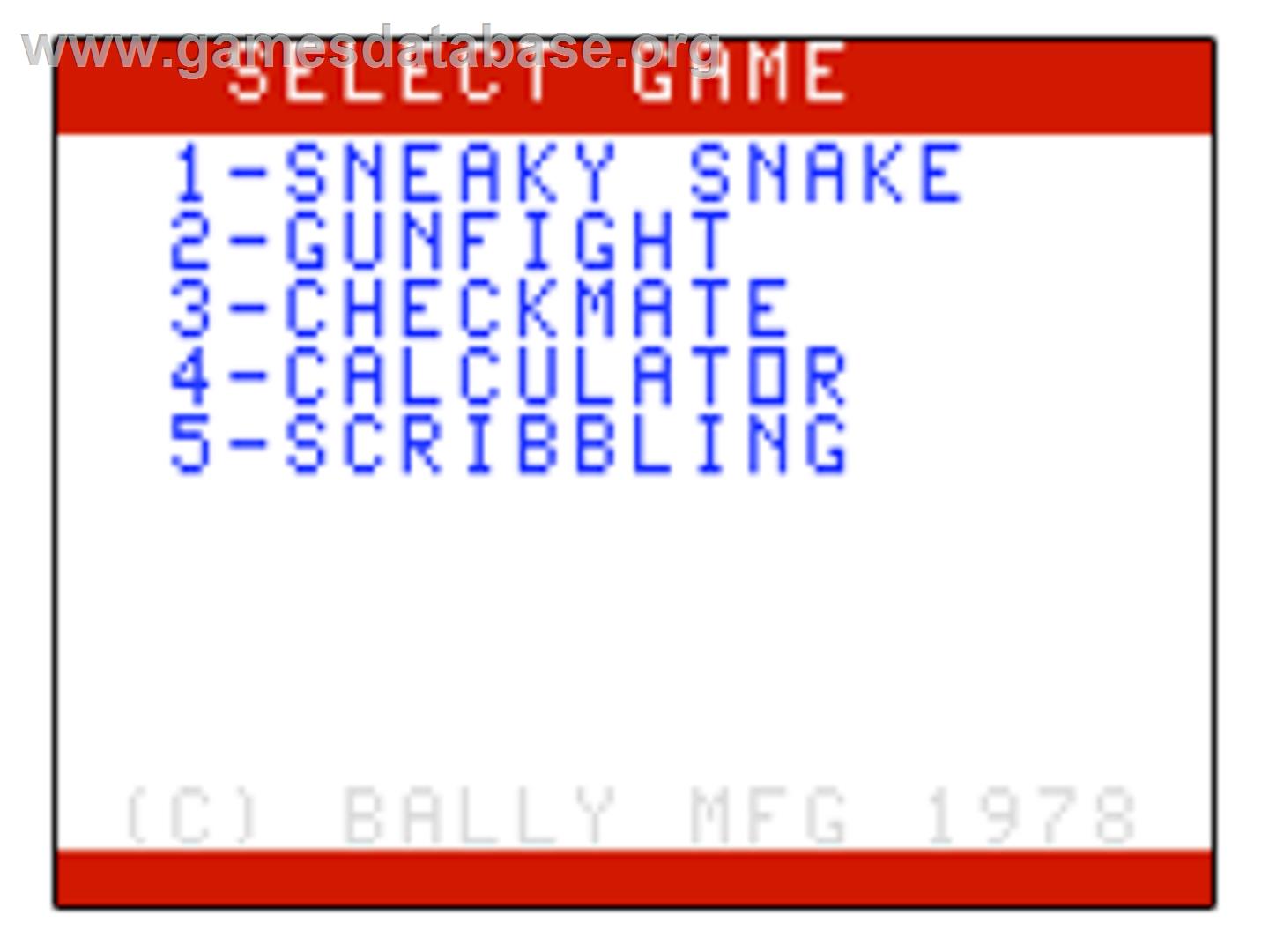 Sneaky Snake - Bally Astrocade - Artwork - Title Screen