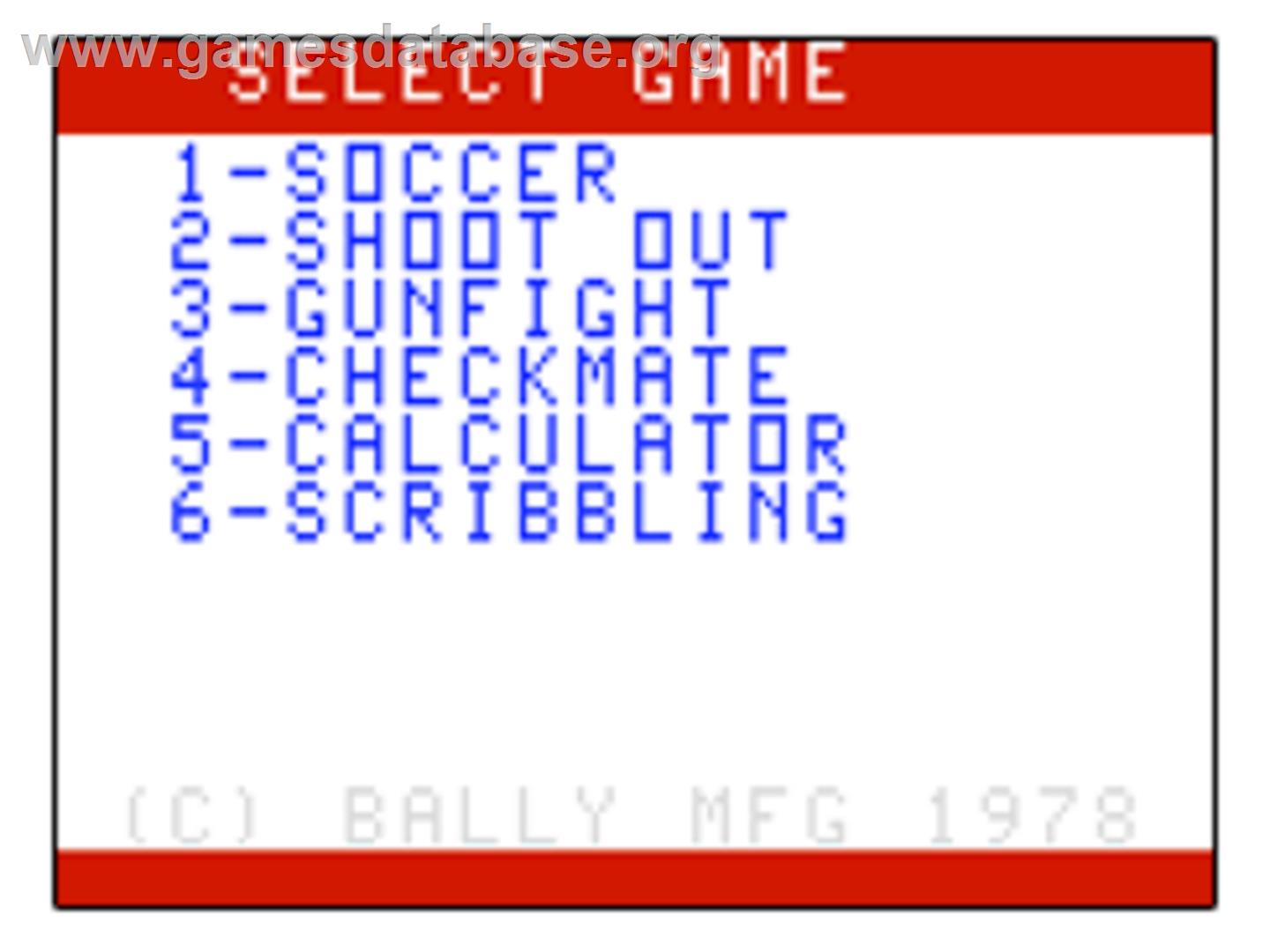 Soccer - Bally Astrocade - Artwork - Title Screen