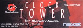 Top of cartridge artwork for Clock Tower on the Bandai WonderSwan.