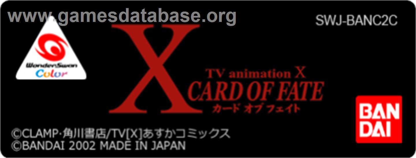 X: Card of Fate - Bandai WonderSwan Color - Artwork - Cartridge Top