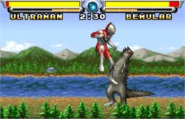 In game image of Ultraman: Warrior of the Star of Light on the Bandai WonderSwan Color.