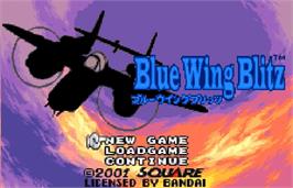 Title screen of Blue Wing Blitz on the Bandai WonderSwan Color.