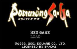 Title screen of Romancing SaGa on the Bandai WonderSwan Color.