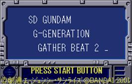 Title screen of SD Gundam G Generation: Gather Beat 2 on the Bandai WonderSwan Color.