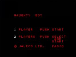 Title screen of Naughty Boy on the Casio PV-1000.