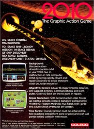 Box back cover for 2010: The Graphic Action Game on the Coleco Vision.