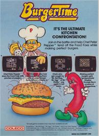 Box back cover for Burger Time on the Coleco Vision.