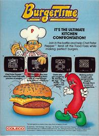 Box back cover for Burgertime on the Coleco Vision.