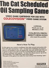 Box back cover for CAT S.O.S. Game, The on the Coleco Vision.