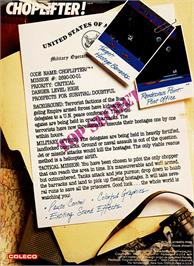 Box back cover for Choplifter! on the Coleco Vision.