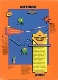 Box back cover for Defender on the Coleco Vision.