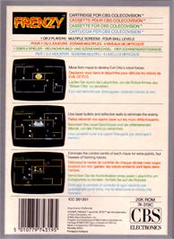 Box back cover for Frenzy on the Coleco Vision.