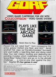 Box back cover for Gorf on the Coleco Vision.