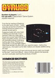 Box back cover for Gyruss on the Coleco Vision.