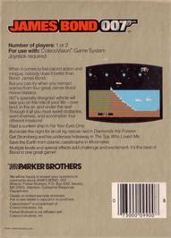 Box back cover for James Bond 007 on the Coleco Vision.