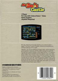 Box back cover for Mr. Do!'s Castle on the Coleco Vision.