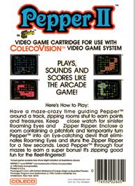 Box back cover for Pepper II on the Coleco Vision.