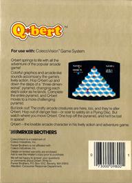 Box back cover for Q-bert on the Coleco Vision.