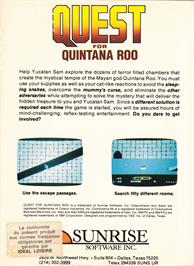 Box back cover for Quest For Quintana Roo on the Coleco Vision.