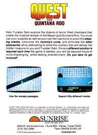 Box back cover for Quest for Quintana Roo on the Coleco Vision.