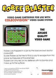 Box back cover for Robee Blaster on the Coleco Vision.
