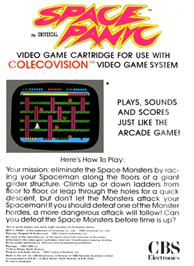 Box back cover for Space Panic on the Coleco Vision.