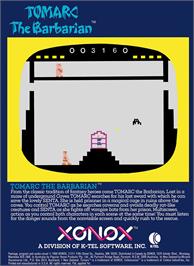 Box back cover for Tomarc The Barbarian on the Coleco Vision.