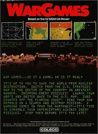 Box back cover for Wargames on the Coleco Vision.