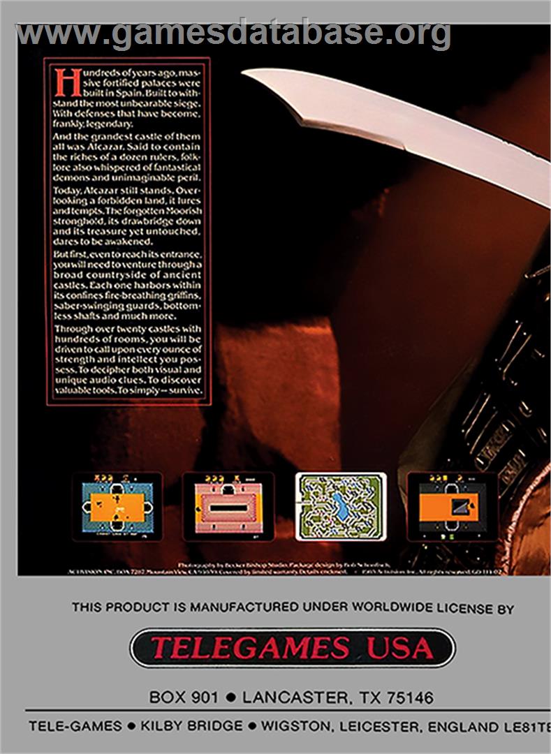 Alcazar: The Forgotten Fortress - Coleco Vision - Artwork - Box Back