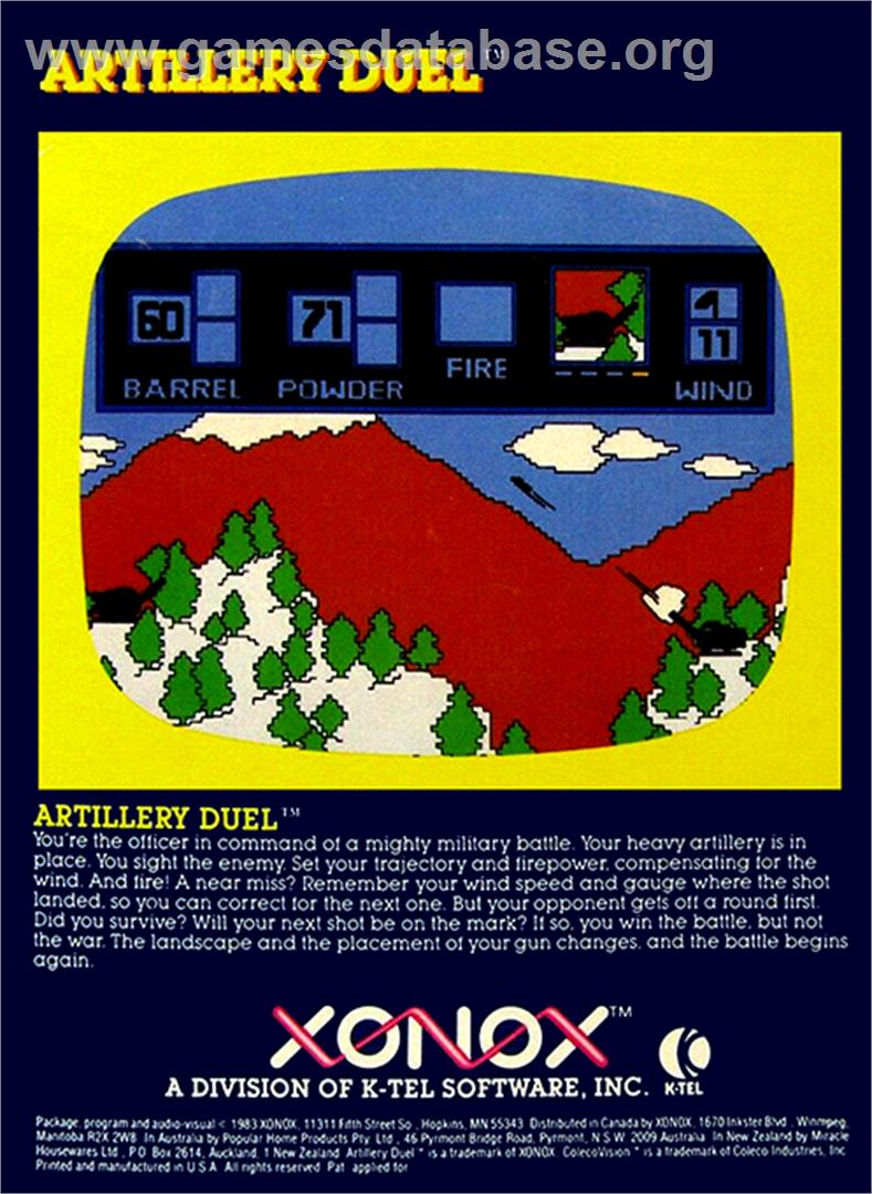 Artillery Duel - Coleco Vision - Artwork - Box Back