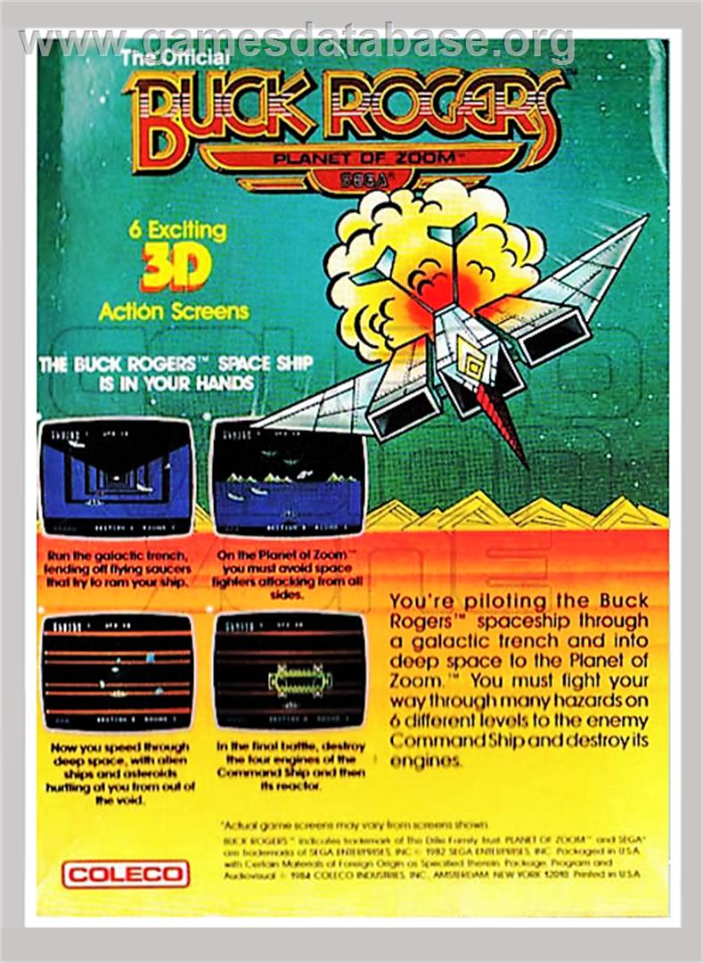 Buck Rogers: Planet of Zoom - Coleco Vision - Artwork - Box Back