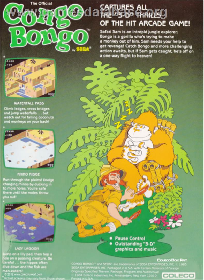 Congo Bongo - Coleco Vision - Artwork - Box Back