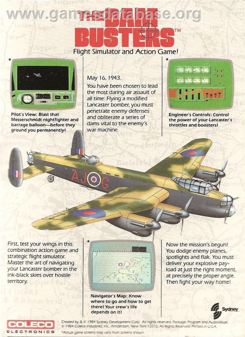Dam Busters, The - Coleco Vision - Artwork - Box Back