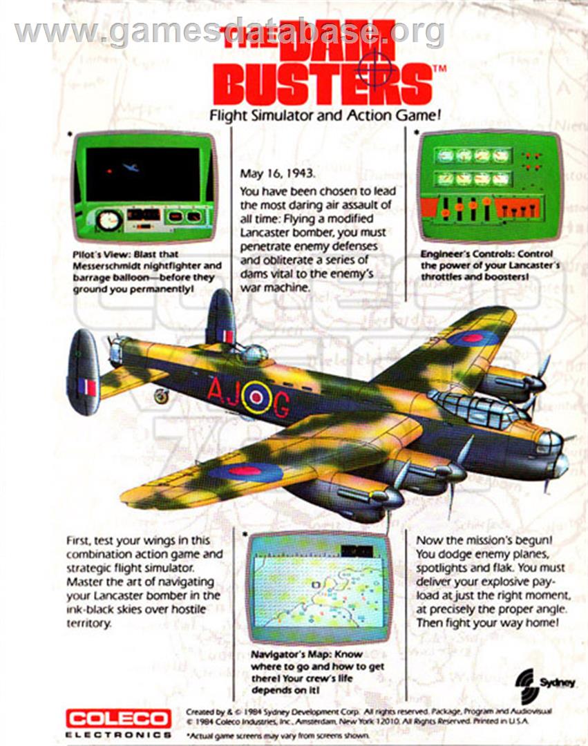 Dambusters - Coleco Vision - Artwork - Box Back