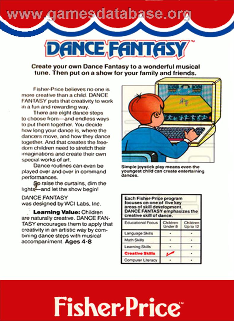 Dance Fantasy - Coleco Vision - Artwork - Box Back