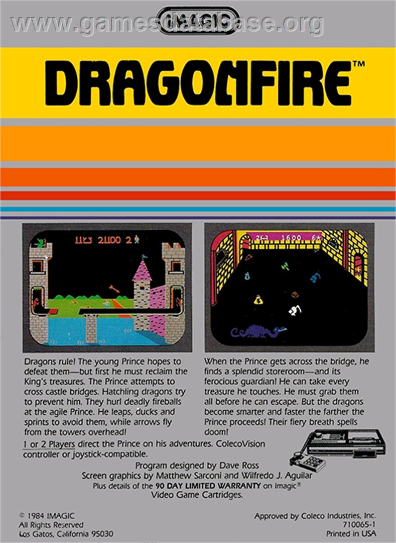 Dragon Fire - Coleco Vision - Artwork - Box Back