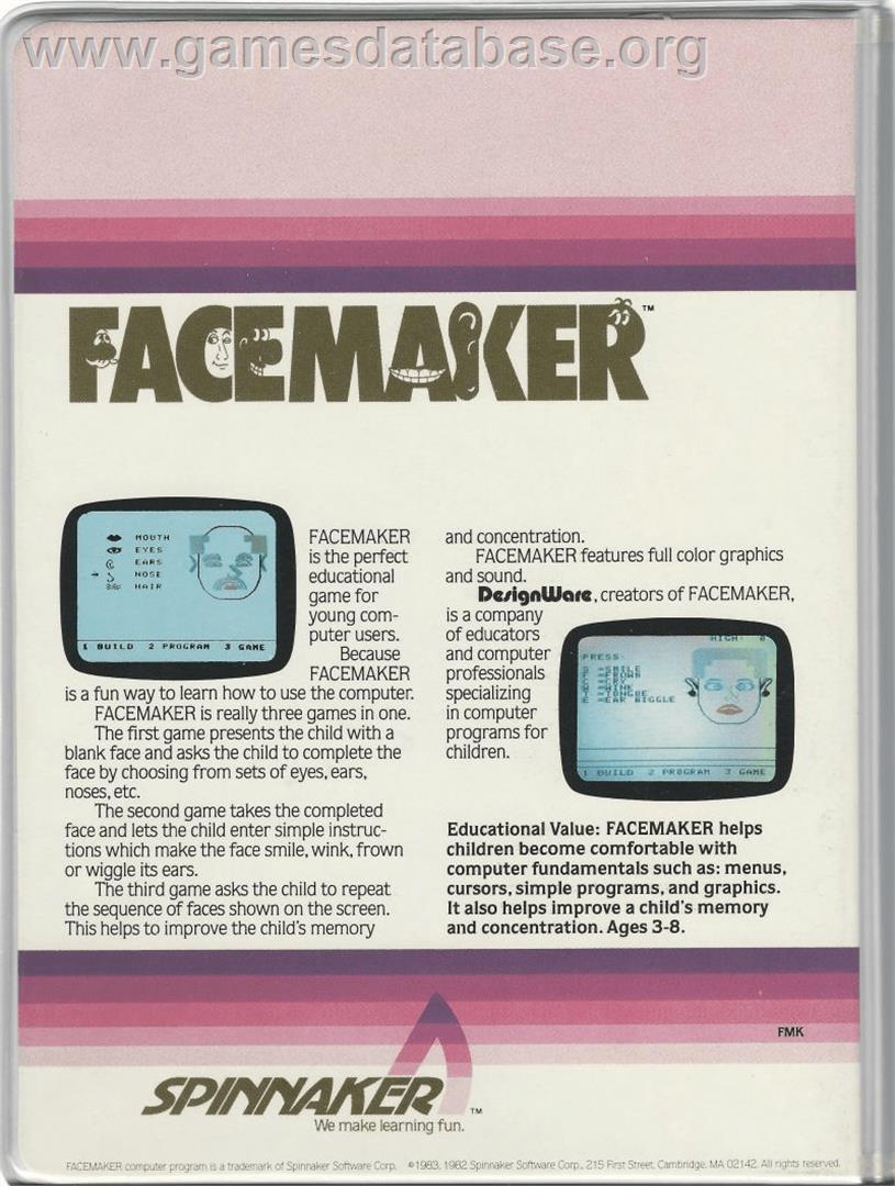 Facemaker - Coleco Vision - Artwork - Box Back