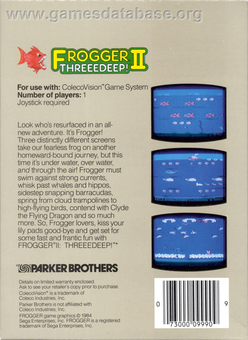 Frogger 2 - Threeedeep! - Coleco Vision - Artwork - Box Back